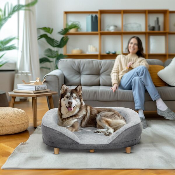 AllMyPets Cuccia Divano per Cani con Imbottitura Lettino per Cani Taglia Grande e Media fino 25kg 90x78x25cm colore Grigio - 550GYS425