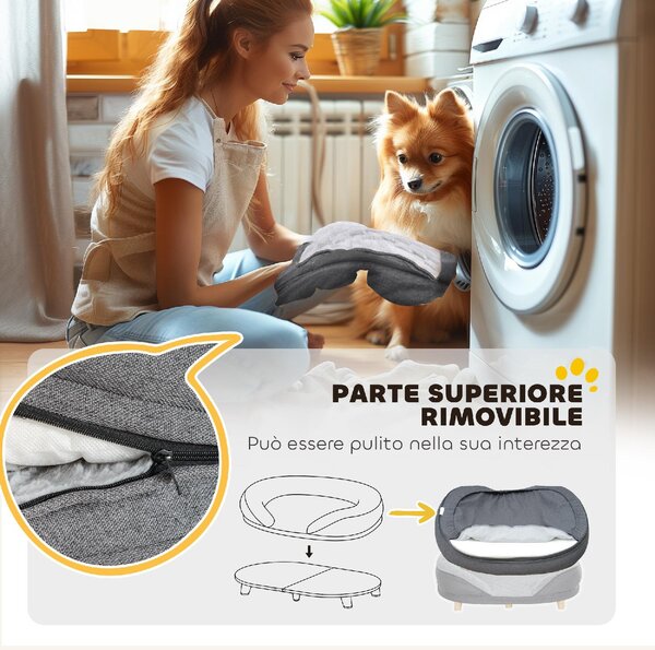 AllMyPets Cuccia Divano per Cani con Imbottitura Lettino per Cani Taglia Grande e Media fino 25kg 90x78x25cm colore Grigio - 550GYS425