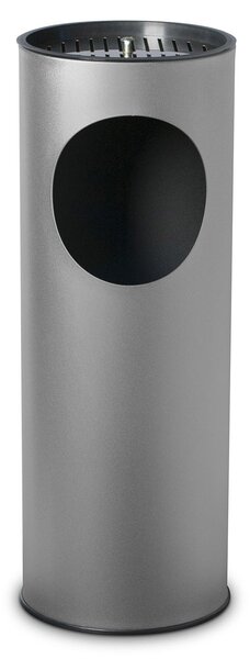 Pattumiera Gettacarte Ø24,3xh66,5 cm con Posacenere In Acciaio Verniciato Grigio