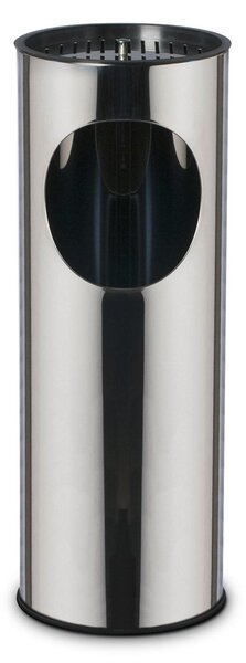 Pattumiera Gettacarte Ø24,3xh66,5 cm con Posacenere in Acciaio Inox