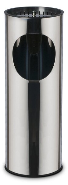 Pattumiera Gettacarte Ø24,3xh66,5 cm con Posacenere in Acciaio Inox
