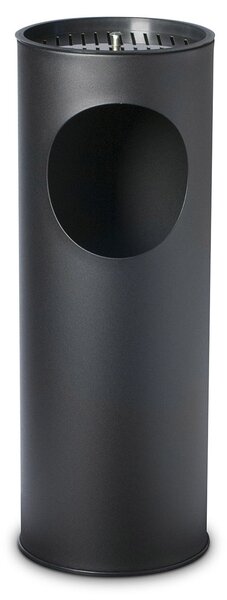 Pattumiera Gettacarte Ø24,3xh66,5 cm con Posacenere In Acciaio Verniciato Nero
