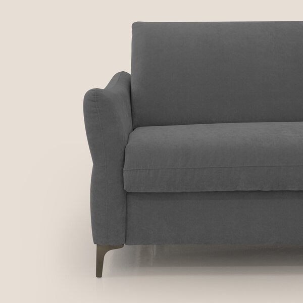 Dalia divano letto con materasso H18 cm e piedi alti in raffinato tess