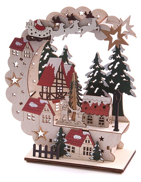 Paesaggio Natalizio 19x8xH23 cm con Luci in MDF