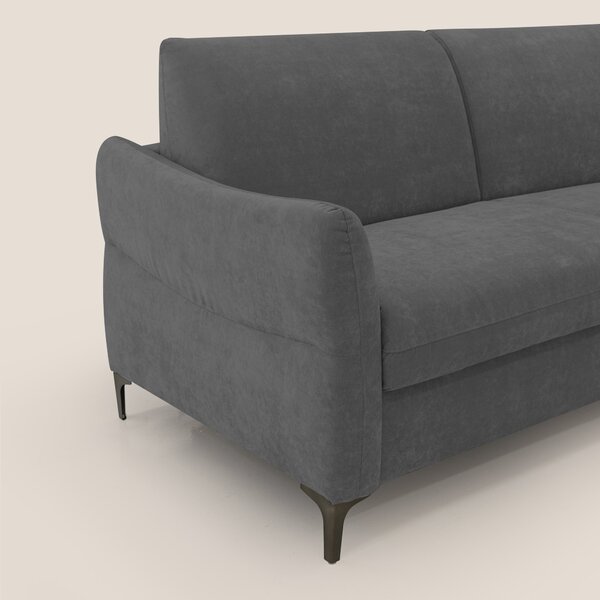 Dalia divano letto con materasso H18 cm e piedi alti in raffinato tess