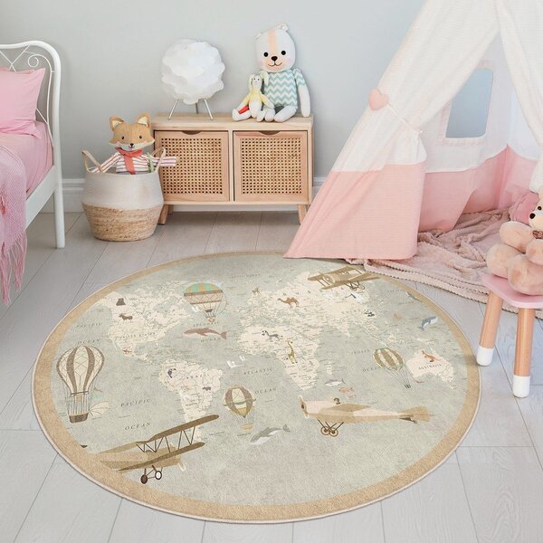 Tappeto da gioco per bambini lavabile ø150 cm Vintage World – Mila Home