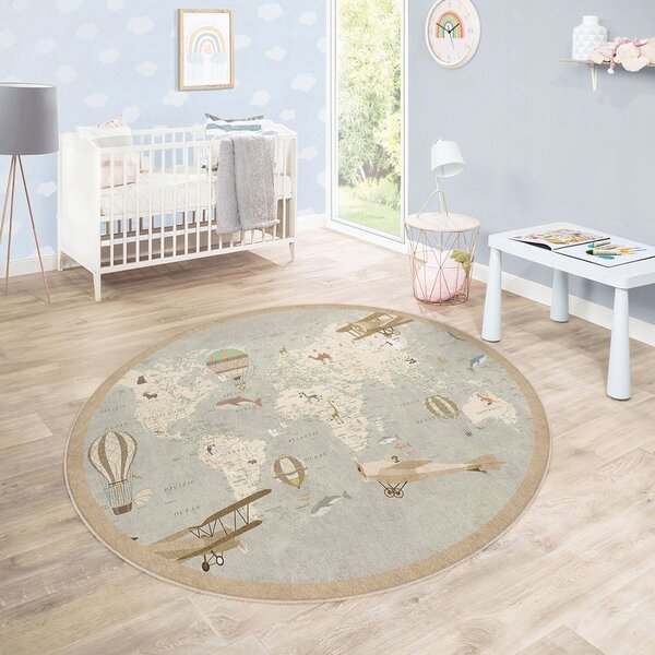 Tappeto da gioco per bambini lavabile ø150 cm Vintage World – Mila Home