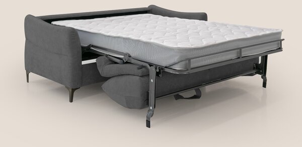 Dalia divano letto con materasso H18 cm e piedi alti in raffinato tess