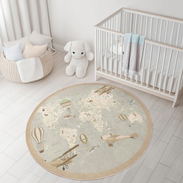 Tappeto da gioco per bambini lavabile ø150 cm Vintage World – Mila Home