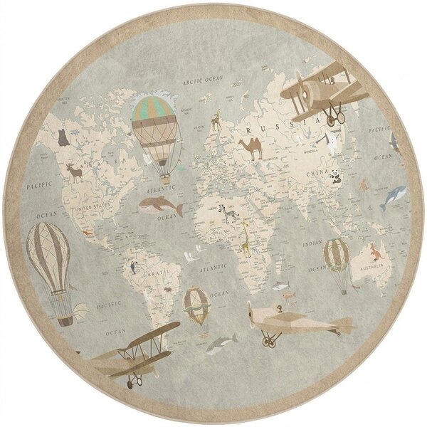 Tappeto da gioco per bambini lavabile ø150 cm Vintage World – Mila Home