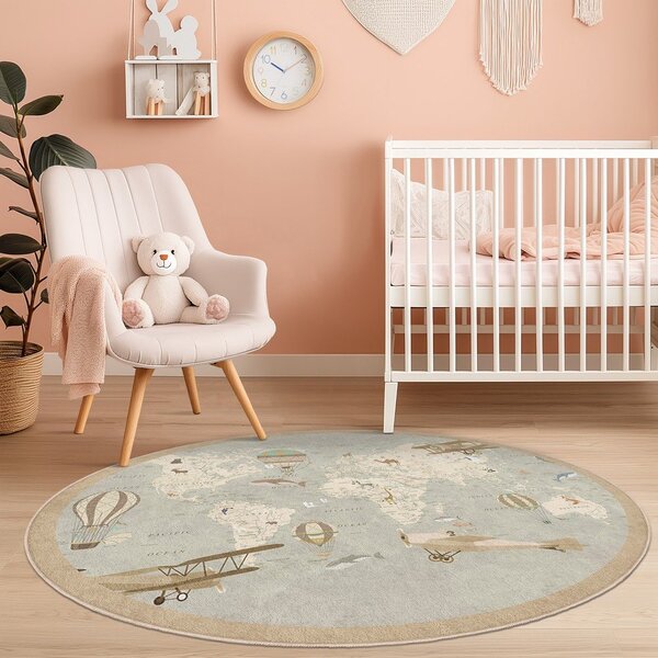 Tappeto da gioco per bambini lavabile ø150 cm Vintage World – Mila Home