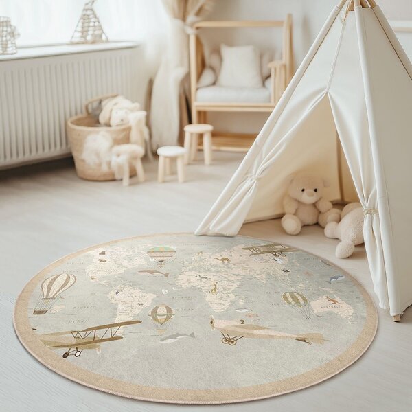 Tappeto da gioco per bambini lavabile ø150 cm Vintage World – Mila Home