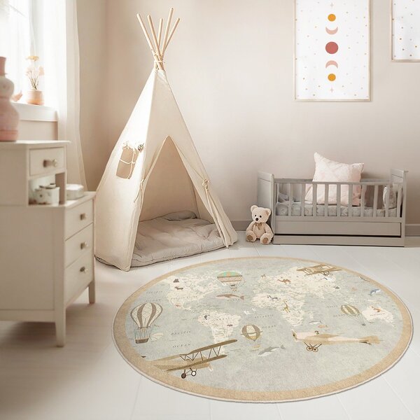 Tappeto da gioco per bambini lavabile ø150 cm Vintage World – Mila Home