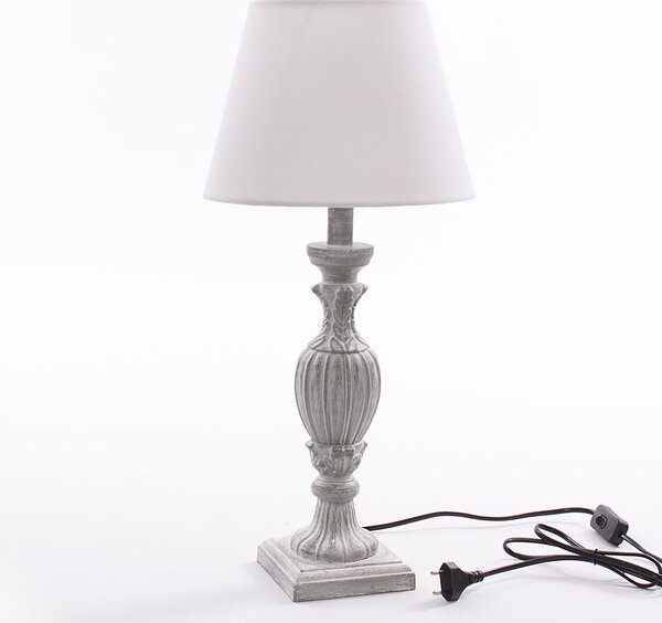 Lampada da Tavolo Ø12xH43 cm in MDF Design Classico Grigia