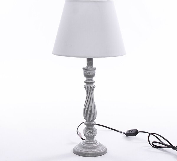 Lampada da Tavolo Ø25xH41 cm in MDF Design Classico Grigia