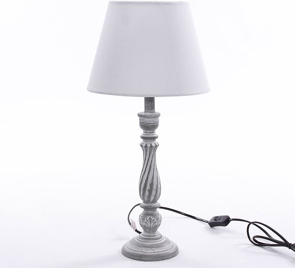 Lampada da Tavolo Ø25xH41 cm in MDF Design Classico Grigia