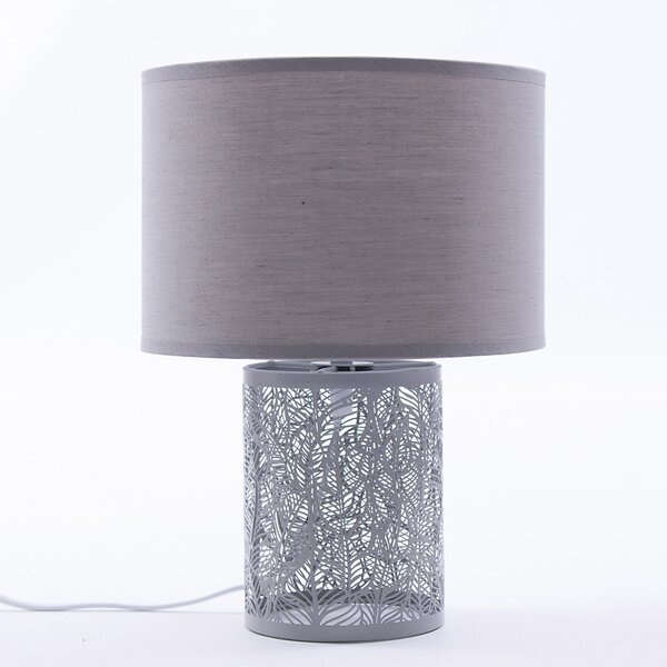 Lampada da Tavolo Ø22xH31 cm in Metallo Traforato Grigio