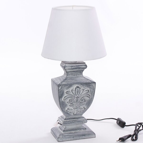 Lampada da Tavolo 15x11xH40 cm in MDF Design Classico Grigio