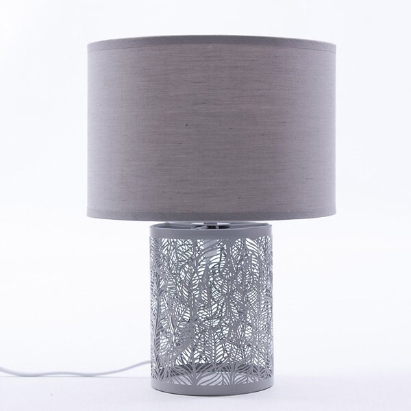 Lampada da Tavolo Ø22xH31 cm in Metallo Traforato Grigio