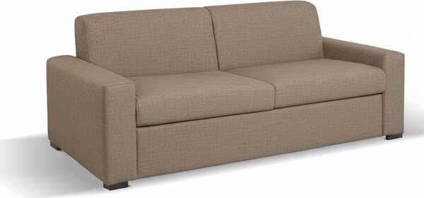 DecHome Divano Letto 3 Posti Tessuto Antimacchia Rete Elettrosaldata Piedini Quadrati Dimensioni 199x98x84 cm colore Camel - Flash
