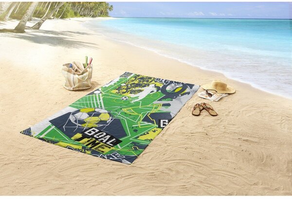 Telo mare da bambini verde in velluto 75x150 cm Goaltime – Good Morning