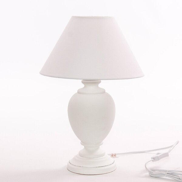Lampada da Tavolo 14x14xH35 cm in MDF Design Classico Bianca