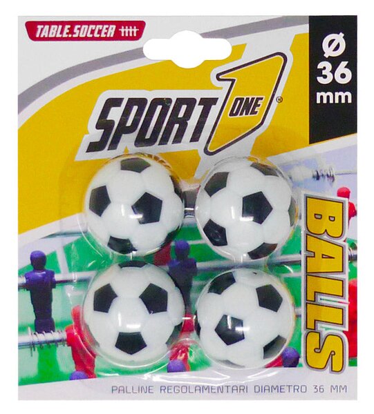 Set 4 Palline per Calciobalilla da Tavolo Ø 36 mm Bianco e Nero