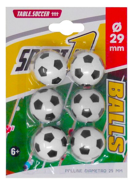 Set 6 Palline per Calciobalilla da Tavolo Ø 29 mm Bianco e Nero