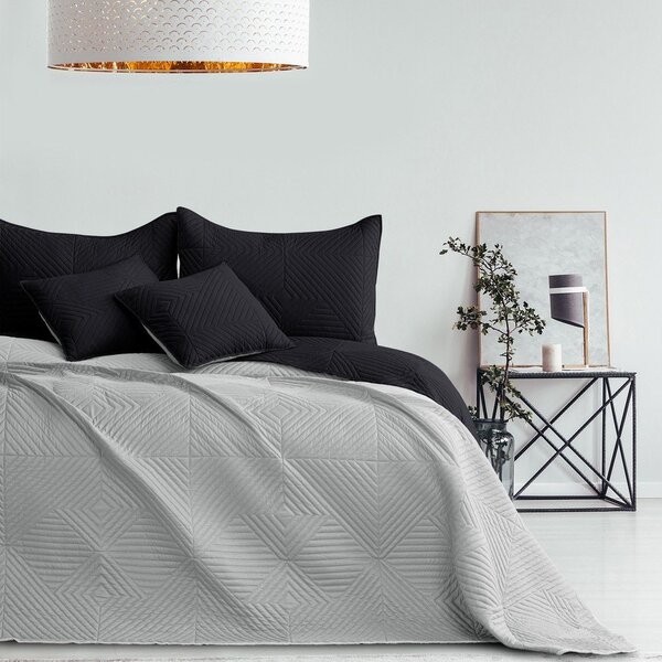 Copriletto nero/grigio chiaro in microfibra con rivestimento trapuntato 220x240 cm Softa – Restilo