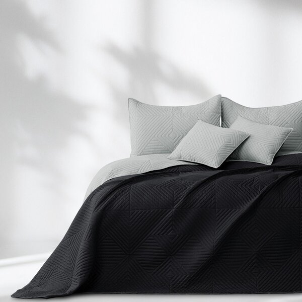 Copriletto nero/grigio chiaro in microfibra con rivestimento trapuntato 220x240 cm Softa – Restilo