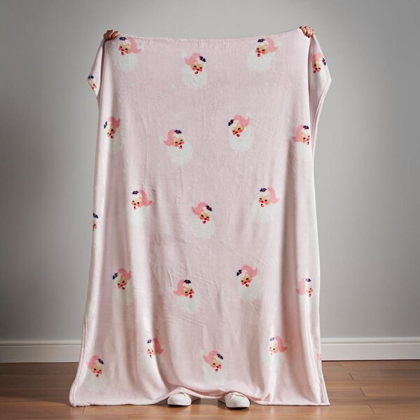 Coperta rosa chiaro in micropile a tema natalizio 130x170 cm Vintage Christmas Santa – Catherine Lansfield