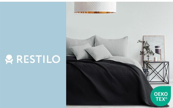 Copriletto nero/grigio chiaro in microfibra con rivestimento trapuntato 220x240 cm Softa – Restilo