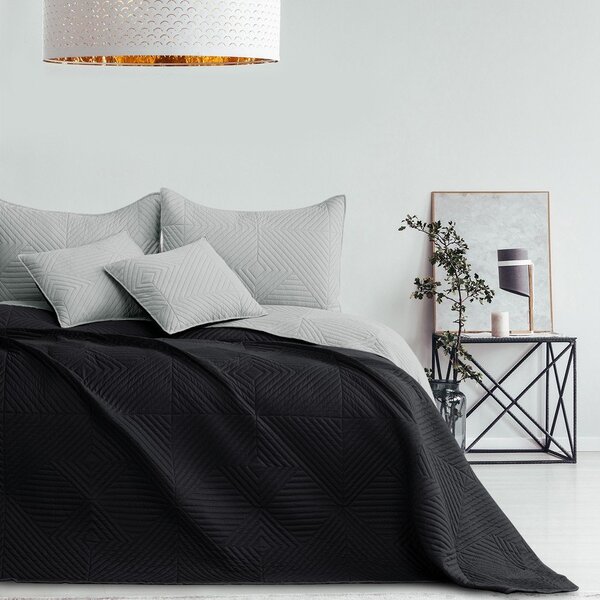 Copriletto nero/grigio chiaro in microfibra con rivestimento trapuntato 220x240 cm Softa – Restilo