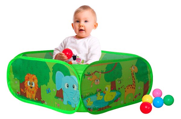 Box Recinto per Bambini 75x75x30 cm Pop-Up Con 50 Palline Verde