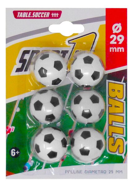 Set 6 Palline per Calciobalilla da Tavolo Ø 29 mm Bianco e Nero