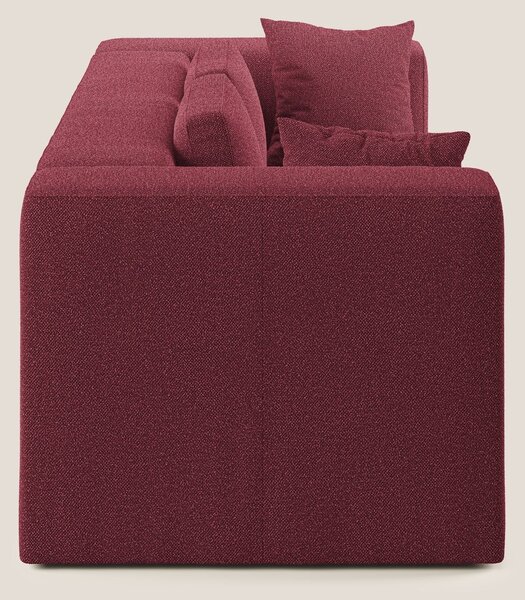 Nettuno divano moderno componibile in morbido tessuto bouclè T07 rosso