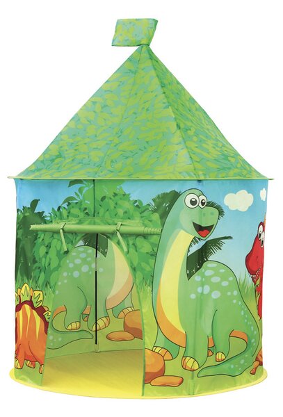 Tenda da Gioco per Bambini Ø 105x125 cm Struttura in Plastica Tubolare Dinosauri Verde