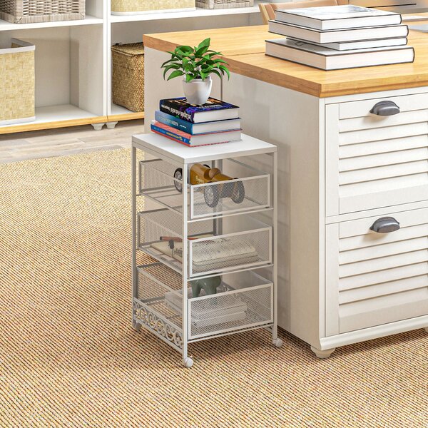 Carrello da Cucina Portaoggetti 3 Livelli 34x29,5x57,5 cm in Truciolato e Acciaio Bianco