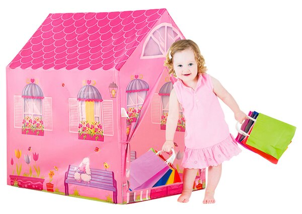 Tenda da Gioco per Bambini 95x72x105 cm Struttura in Plastica Tubolare Principessa Rosa