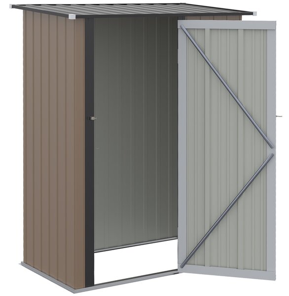 Casetta Box da Giardino 143x89x186 cm Porta con Chiavistello in Acciaio Marrone