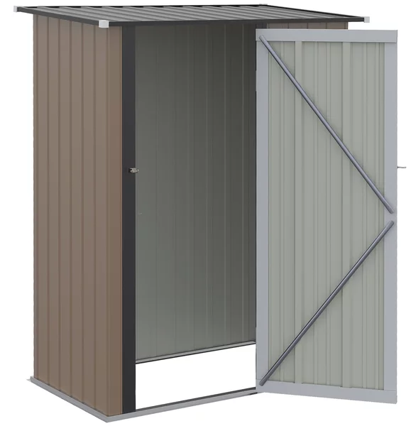 Casetta Box da Giardino 143x89x186 cm Porta con Chiavistello in Acciaio Marrone