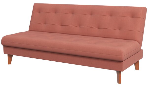 Divano Letto 3 Posti 185x85x84 cm in Tessuto Effetto Lino Arancione