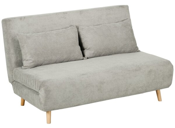 Divano Letto Matrimoniale 3 Posti 141x90x81 cm in Tessuto Effetto Lino Grigio