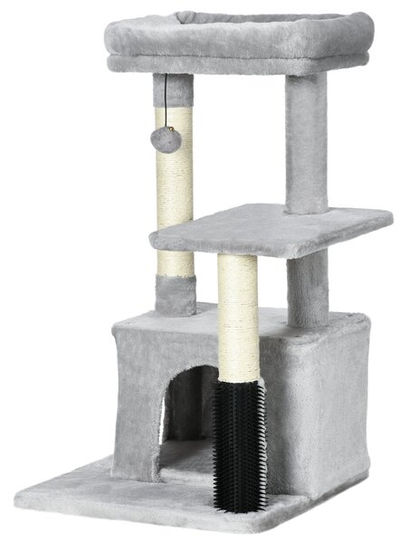Albero Tiragraffi 48x48x85 cm Rivestimento in Peluche Grigio chiaro
