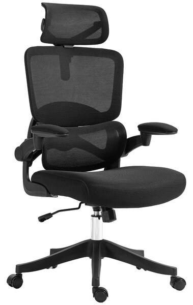 Sedia Direzionale da Ufficio 62x58x120-133 cm con Inclinazione e Supporto Lombare Nera