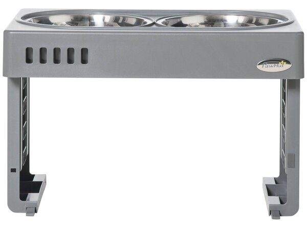 Set 2 Ciotole per Cani 1,2 Litri 44x27,7x28 cm in ABS e Acciaio Grigio