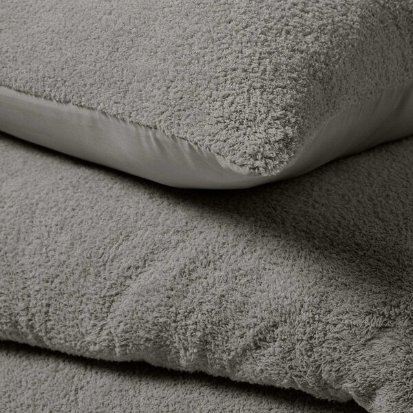 Set copripiumino e federa color antracite in micropile per letto matrimoniale ed esteso 240x220 cm Helena – douceur d'intérieur