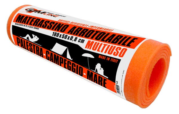 Tappeto per Yoga Fitness Mare Arrotolabile 180x50 cm Spessore 8 mm Arancione