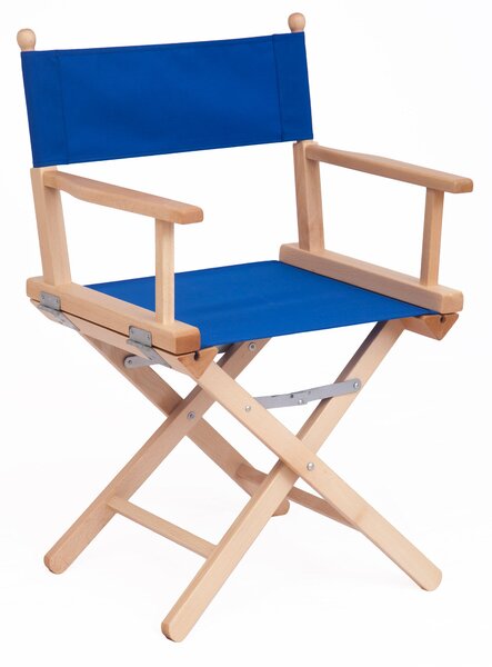 Sedia Pieghevole da Regista 43x60xH88 cm in Legno Naturale Tessuto Blu