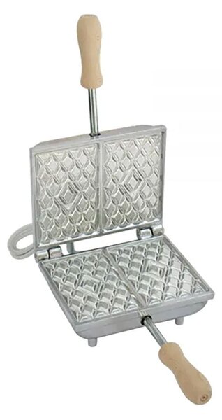 Biscottiera Elettrica 600W per Cialde Waffles Rettangolari Alluminio Teflon Free